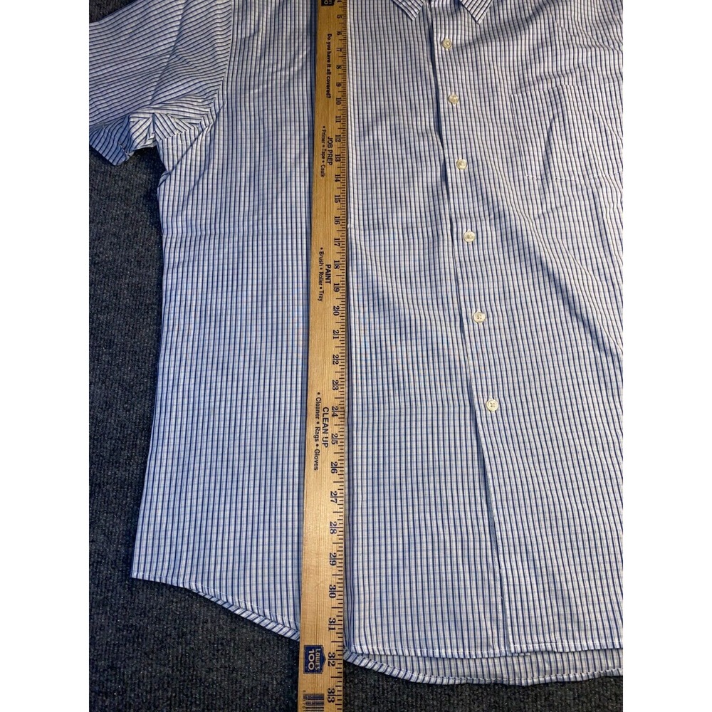 Van Heusen Dress Shirt Mens 2XL White Plaid Striped Classic Fit Midweight Pocket - Picture 5 of 6